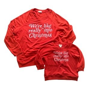 Altar'd State & Tullabee Christmas Sweatshirt‎ matching Mom medium and kids 5T